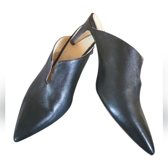 Napoleoni Black Leather Women's Made in Italy Pointed Toes Mules Sz 38 - Picture 3 of 8